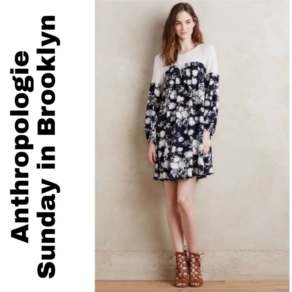 Anthropologie Sunday in Brooklyn floral blue dress